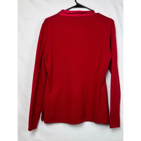 J. Peterman Womens Medium Red Long Sleeve Wool Satin Blend Pullover Sweater - Picture 7 of 7